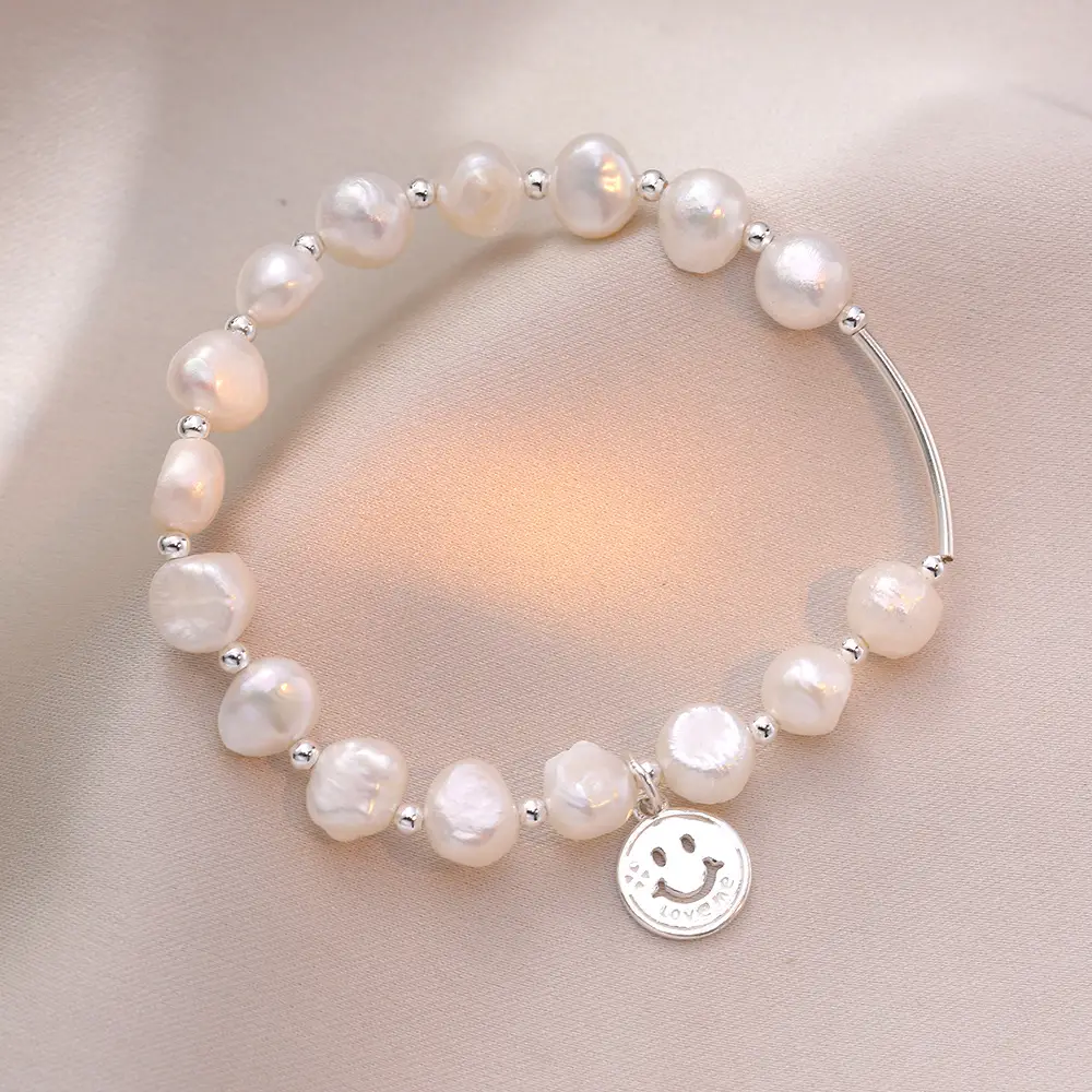 S925 Pearl Bracelet Women's Ins Smiley Face — feature 3