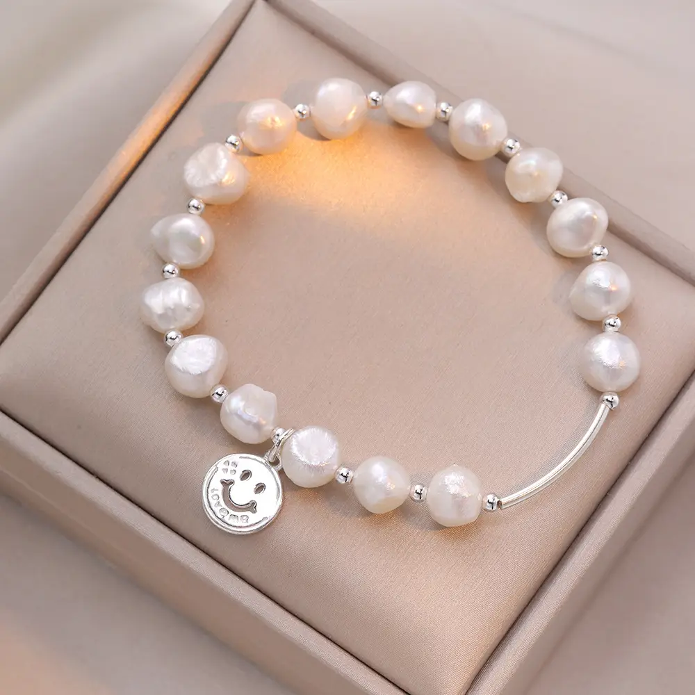 S925 Pearl Bracelet Women's Ins Smiley Face — feature 8