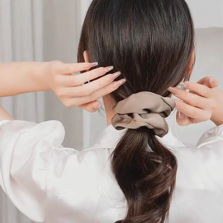 Silk Satin Hair Band Brown Large Size - Image 10