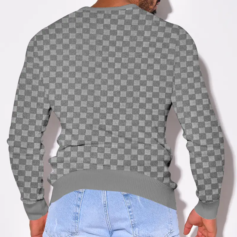 Men's Heavy Jacquard Sweatshirt White Black Gray Brown — feature 13