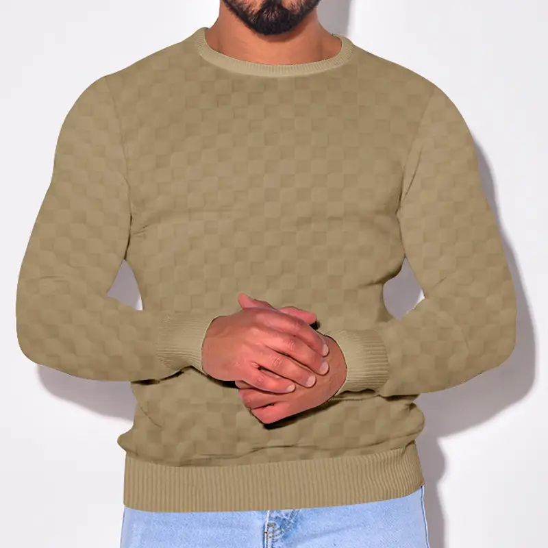 Men's Heavy Jacquard Sweatshirt White Black Gray Brown — feature 15