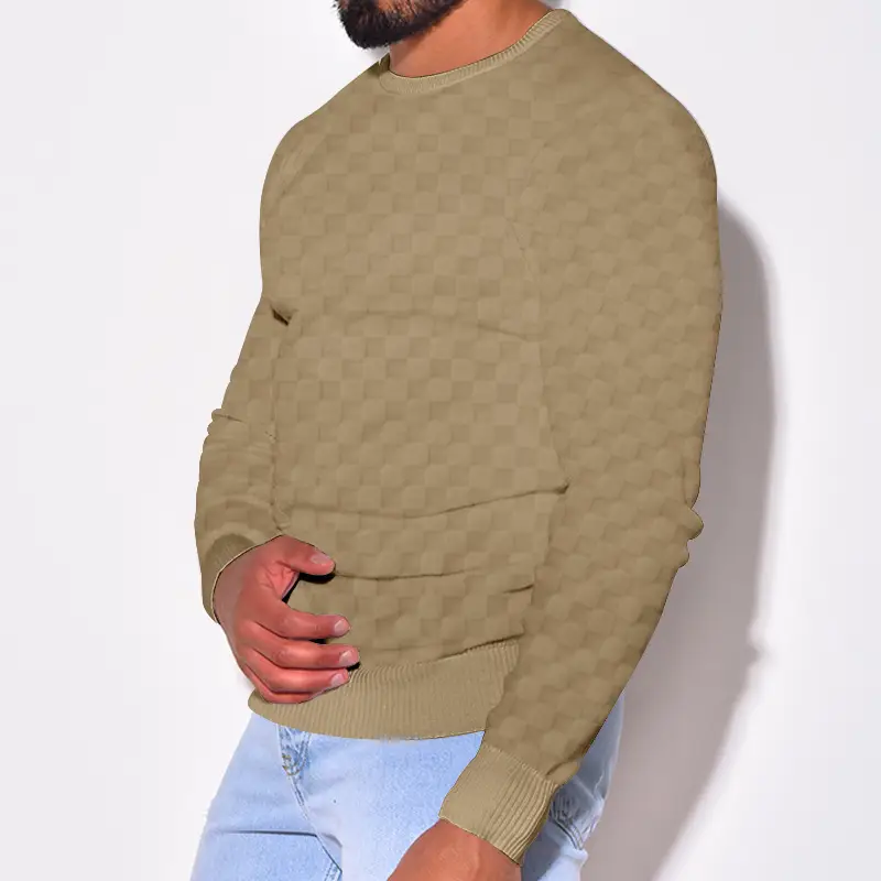 Men's Heavy Jacquard Sweatshirt White Black Gray Brown — feature 16