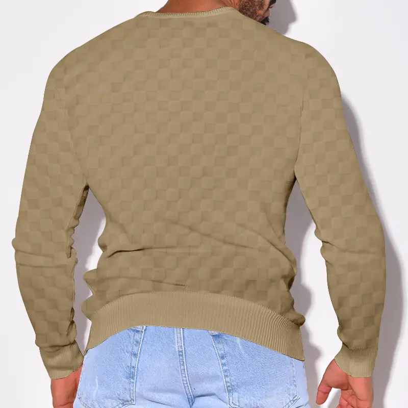 Men's Heavy Jacquard Sweatshirt White Black Gray Brown — feature 17