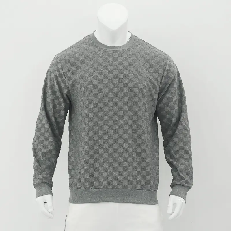 Men's Heavy Jacquard Sweatshirt White Black Gray Brown — feature 19