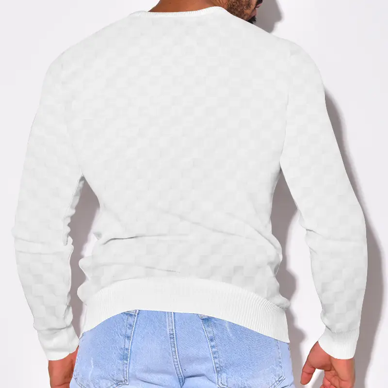 Men's Heavy Jacquard Sweatshirt White Black Gray Brown — feature 5