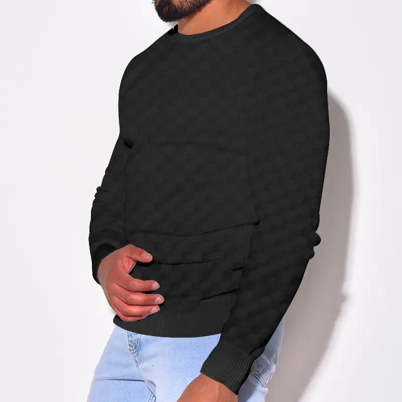 Men's Heavy Jacquard Sweatshirt White Black Gray Brown — feature 8