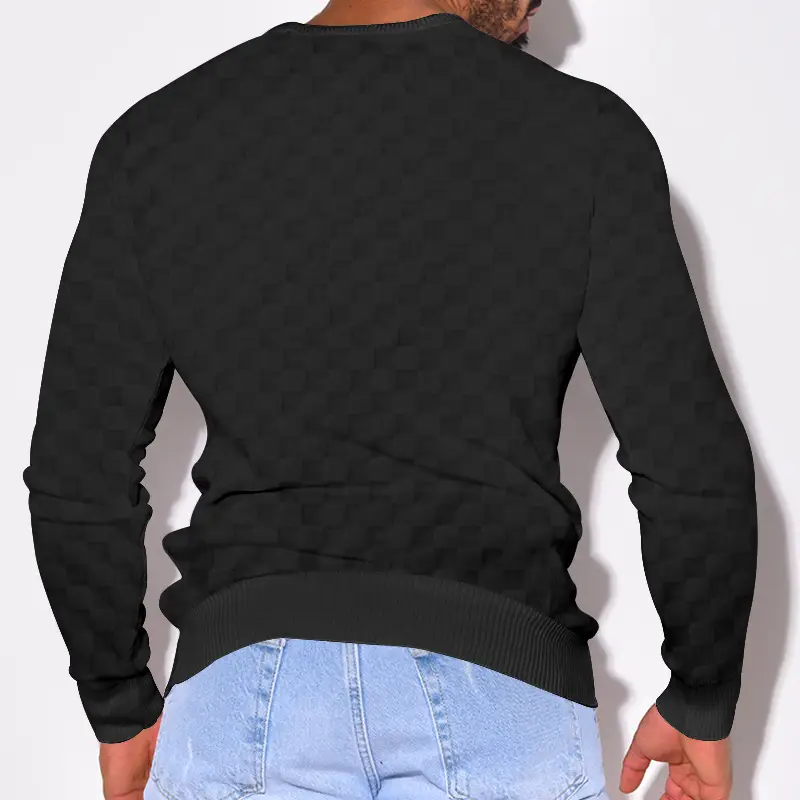 Men's Heavy Jacquard Sweatshirt White Black Gray Brown — feature 9