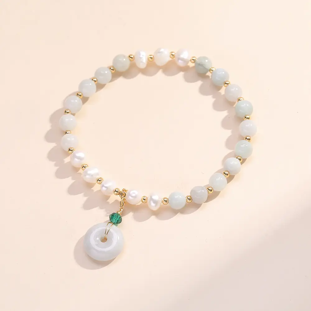 Pearl Bracelet with Jade Peace Buckle