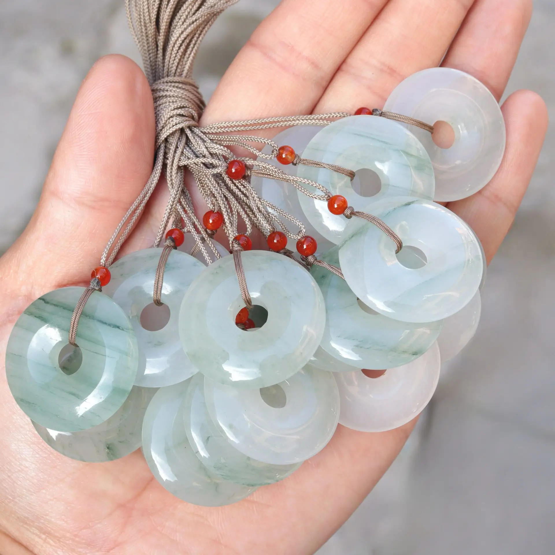 Tianshan Jade Buckle Set Light Green 10 Pcs - Image 2