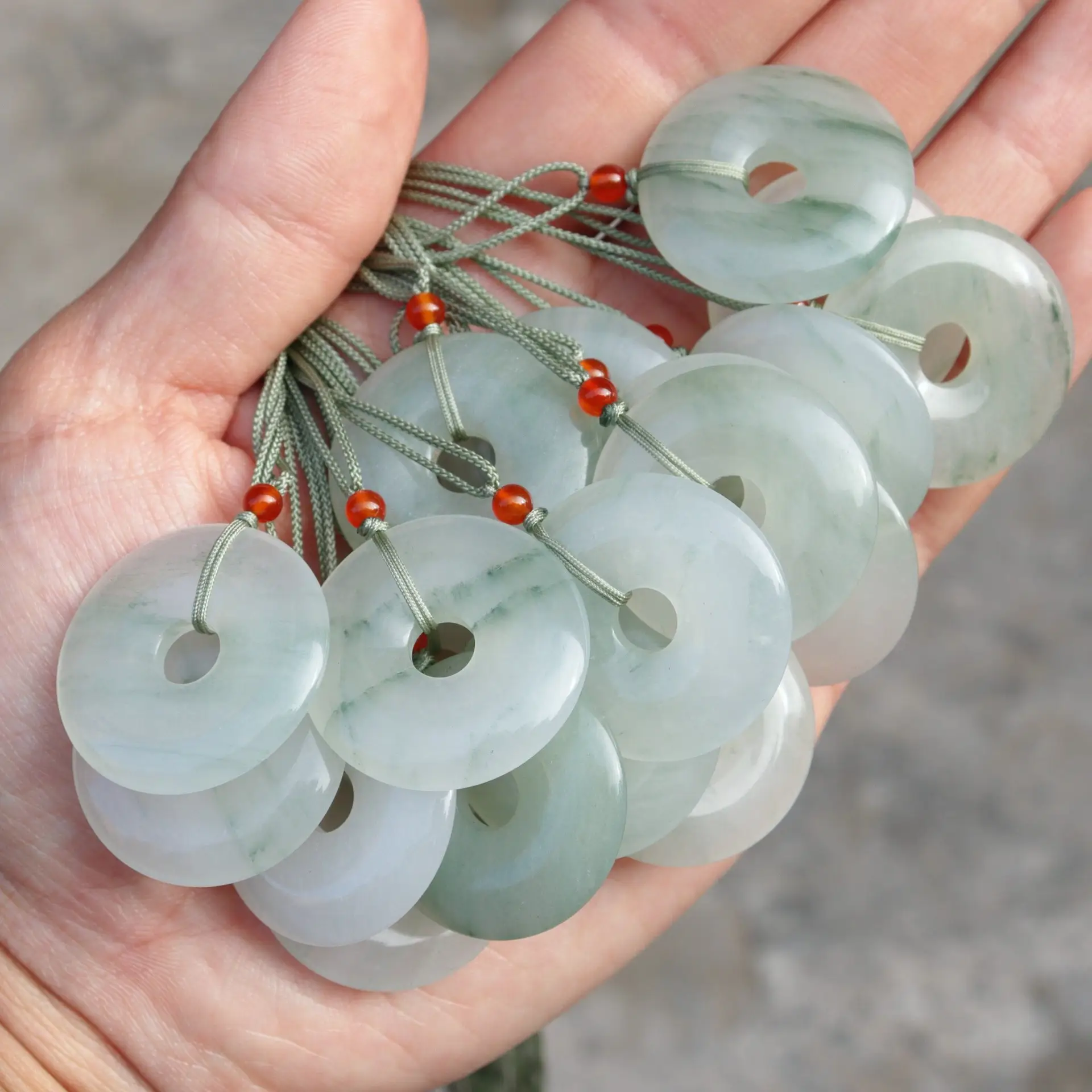 Tianshan Jade Buckle Set Light Green 10 Pcs - Image 3