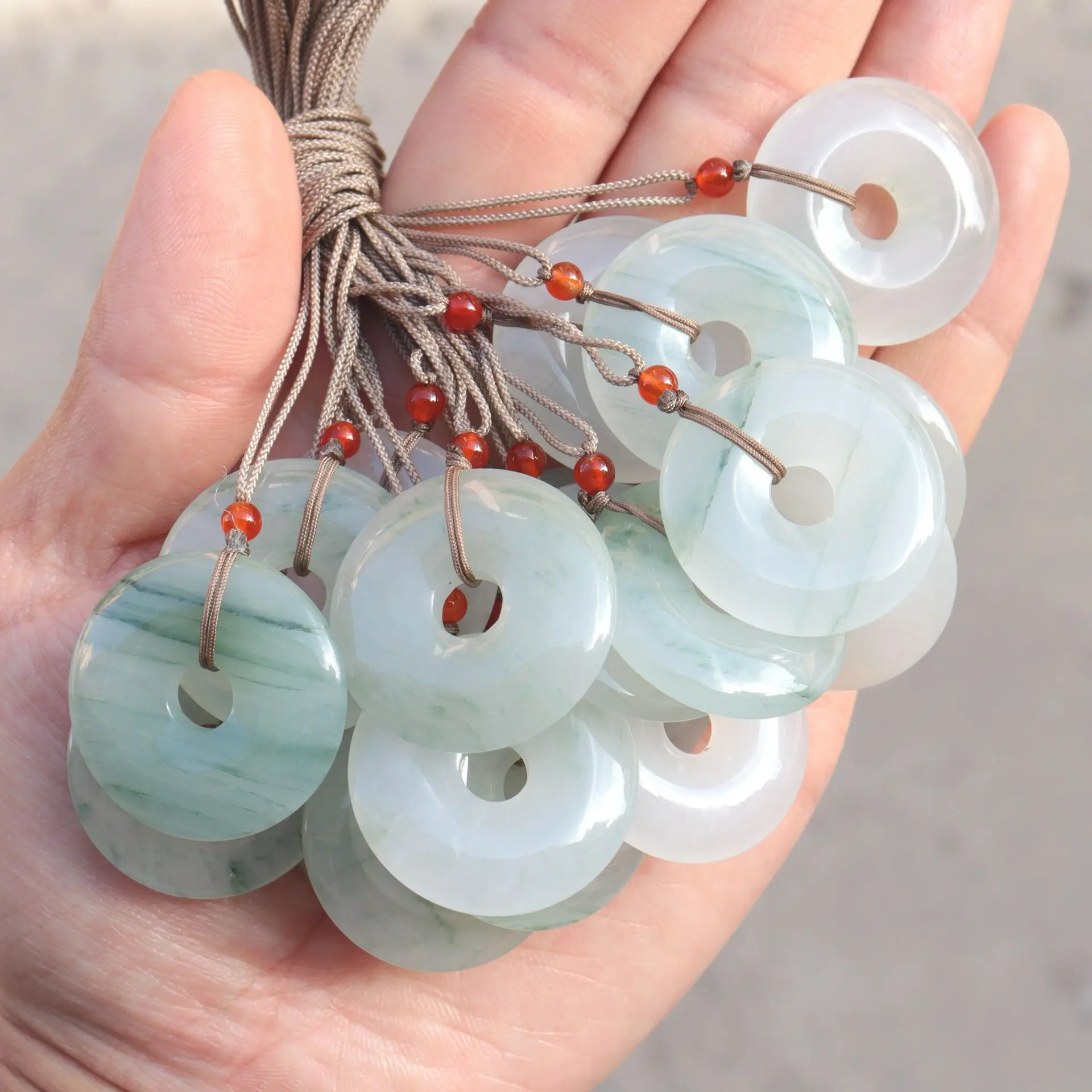 Tianshan Jade Buckle Set Light Green 10 Pcs - Image 4