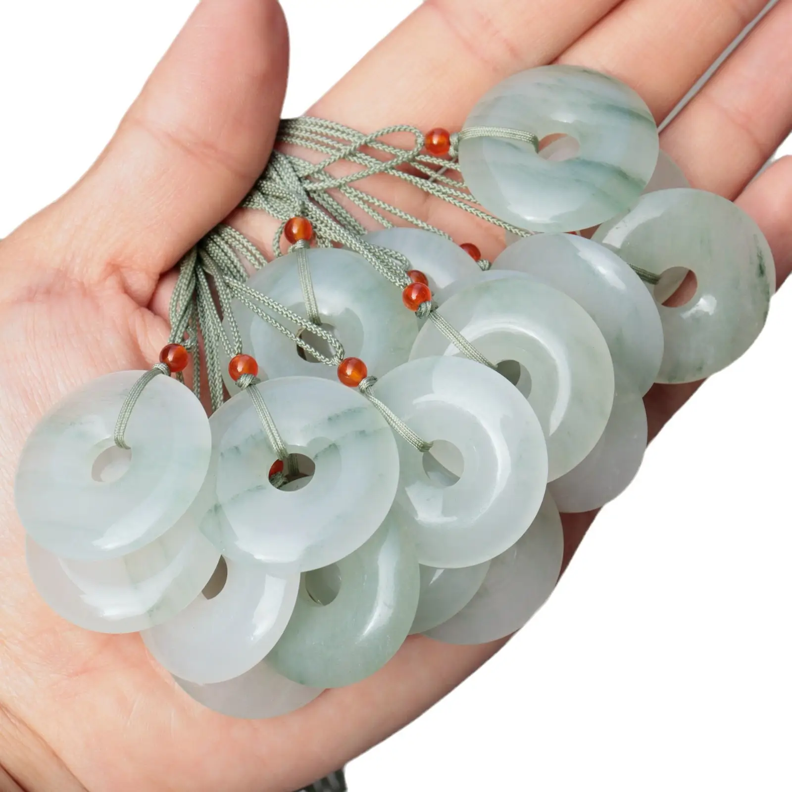 Tianshan Jade Buckle Set Light Green 10 Pcs - Image 5