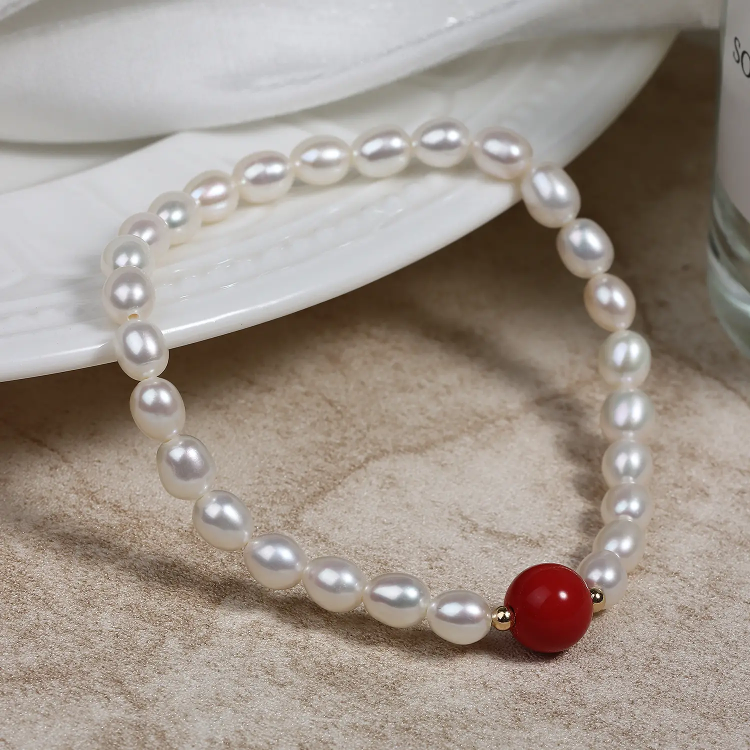 Wholesale Cinnabar Pearl Bracelet Red Light Design - Image 3