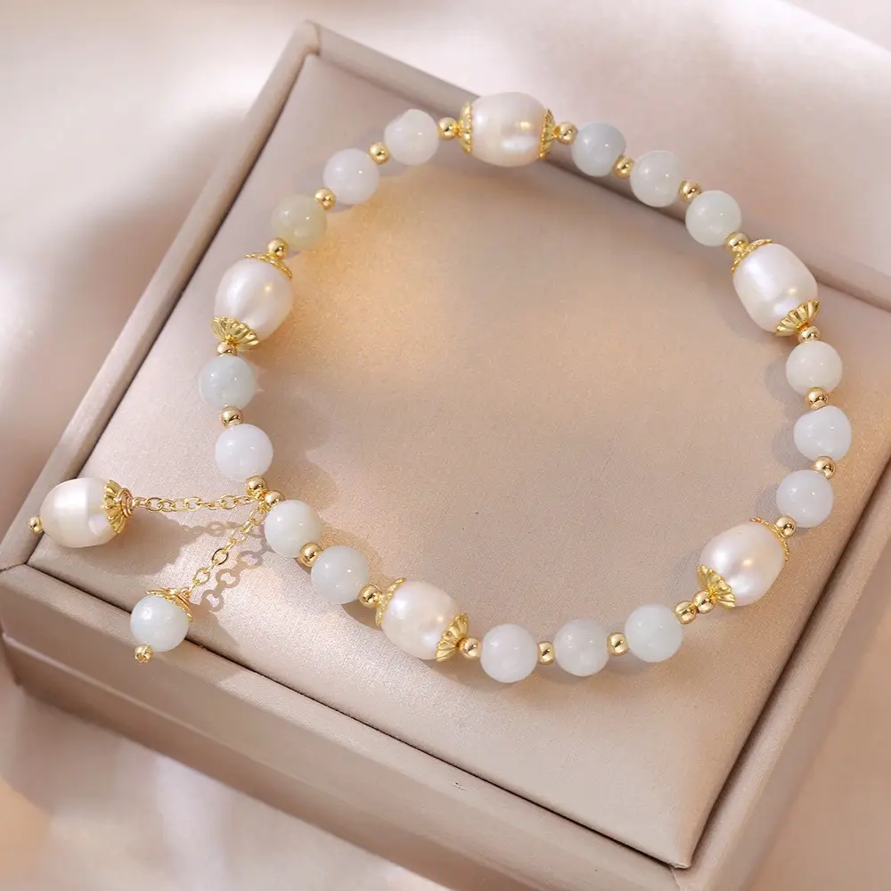Natural Pearl Bracelet Japanese Korean Style Jadeite White - Image 5