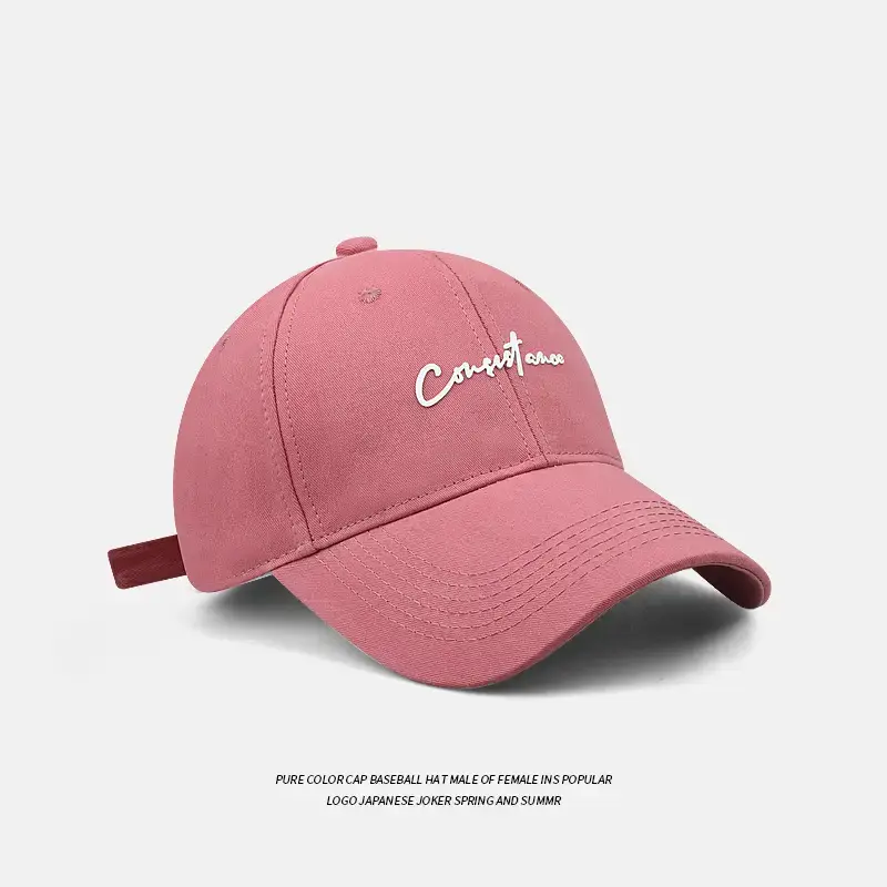 Pink Embroidered Korean Style Baseball Cap for Men Women - Image 2