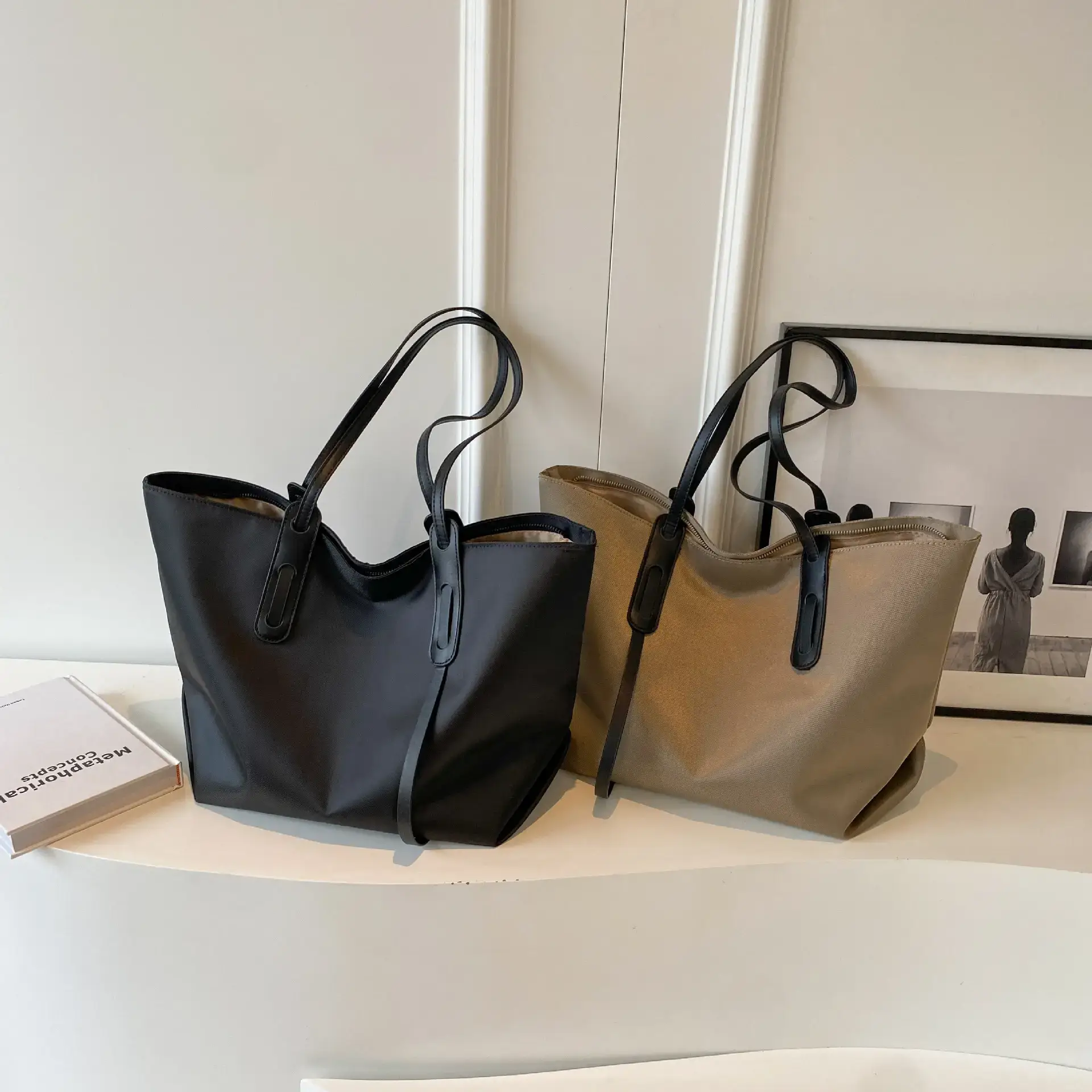 Black Oxford Tote Bag for Women Large Capacity - Image 2