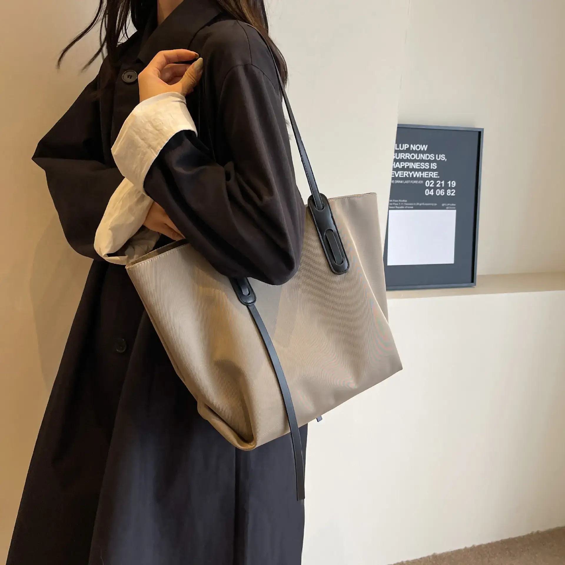 Black Oxford Tote Bag for Women Large Capacity - Image 3