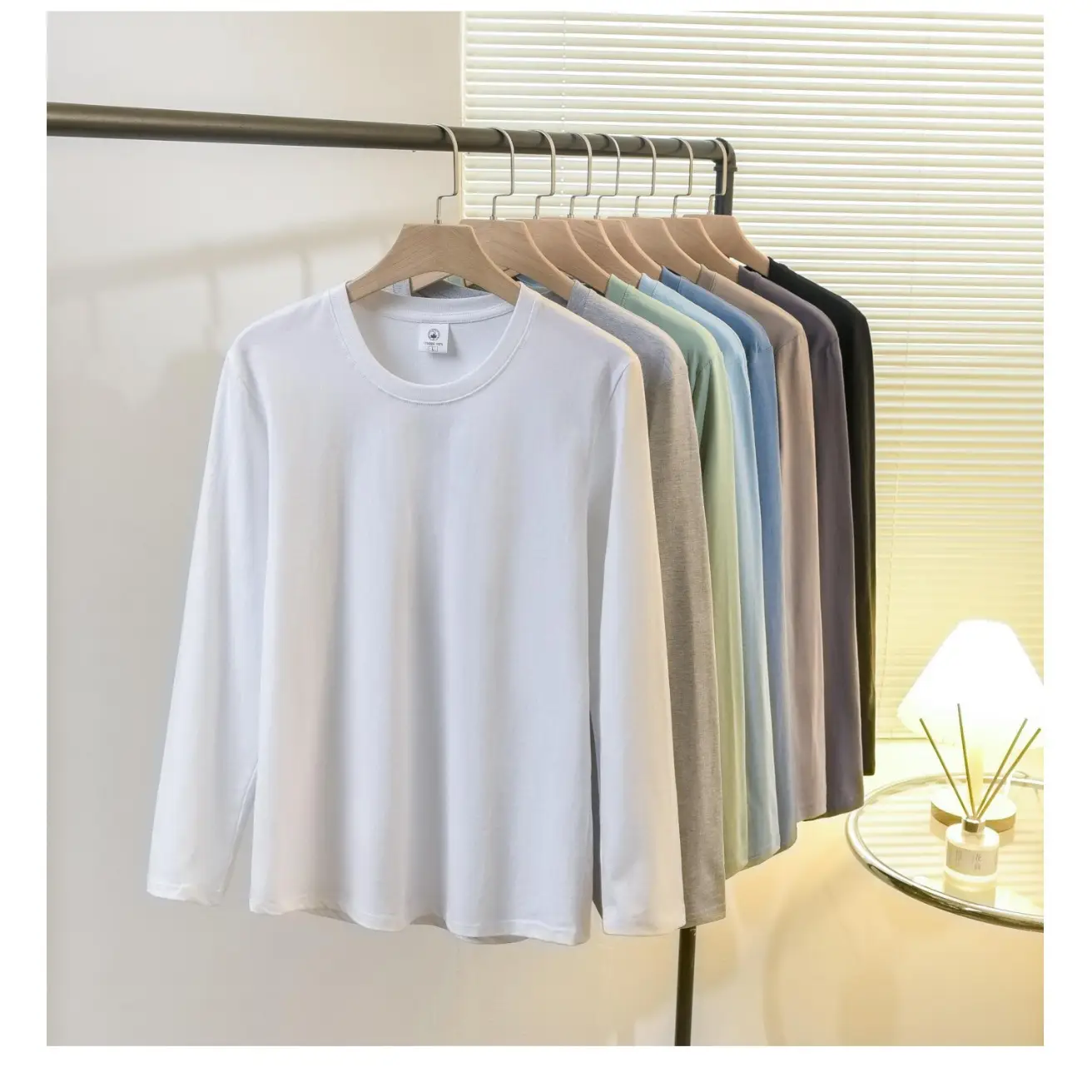 White Long Sleeve T-Shirt for Men Women Korean Style Slim Fit - Image 10