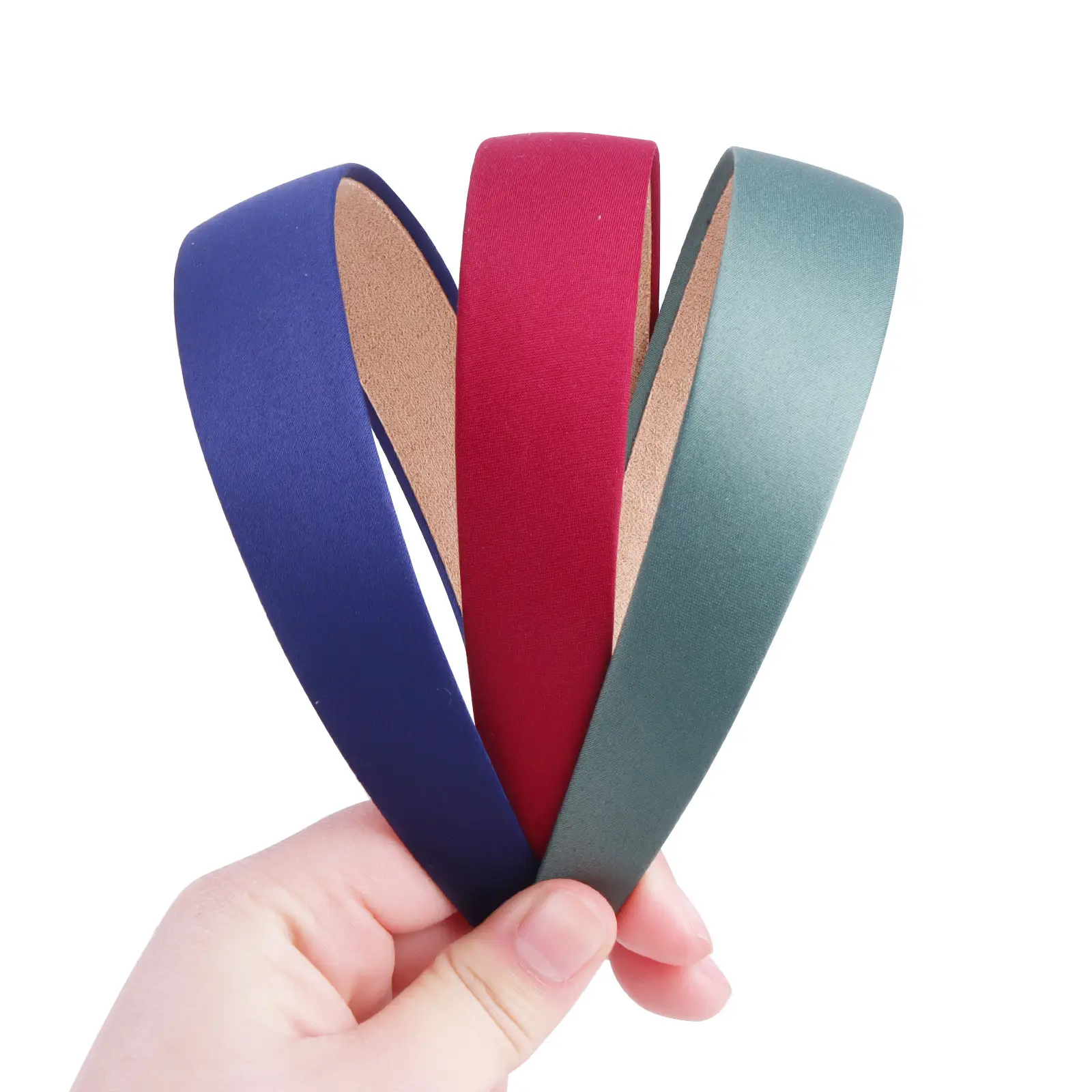 Red Satin Hairband 3cm Wide Bristle Handmade - Image 26