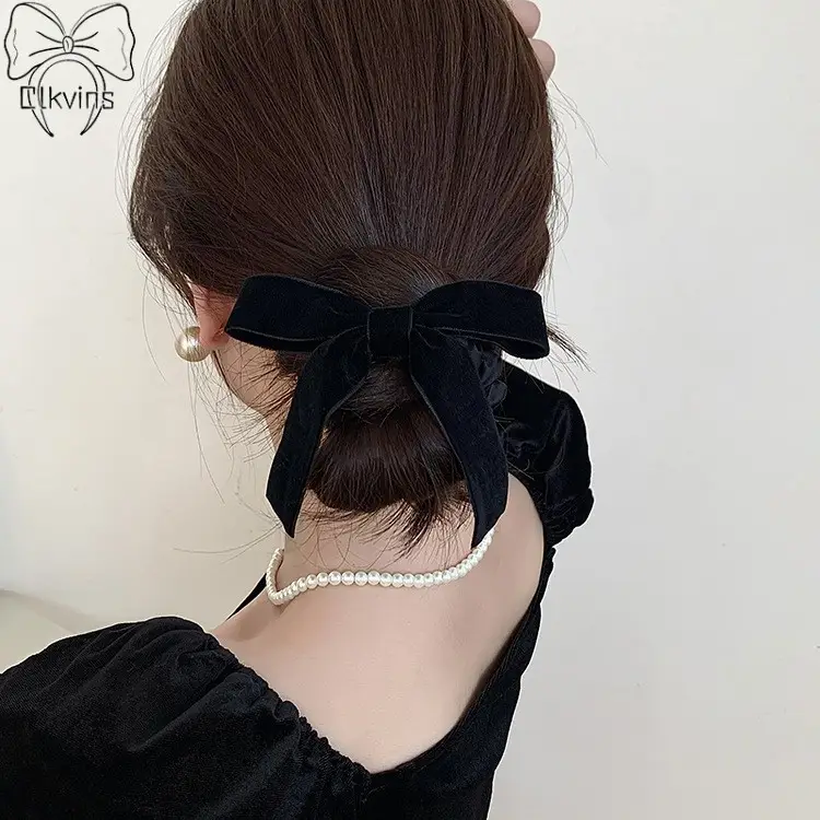 Black Velvet Hair Tie for Women 2023 New Autumn Winter — feature 11
