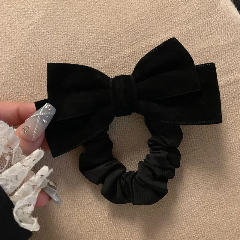 Black Velvet Hair Tie for Women 2023 New Autumn Winter - Image 2