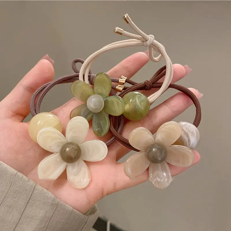 Cute Flower Headband for Girls Elastic Rubber Band