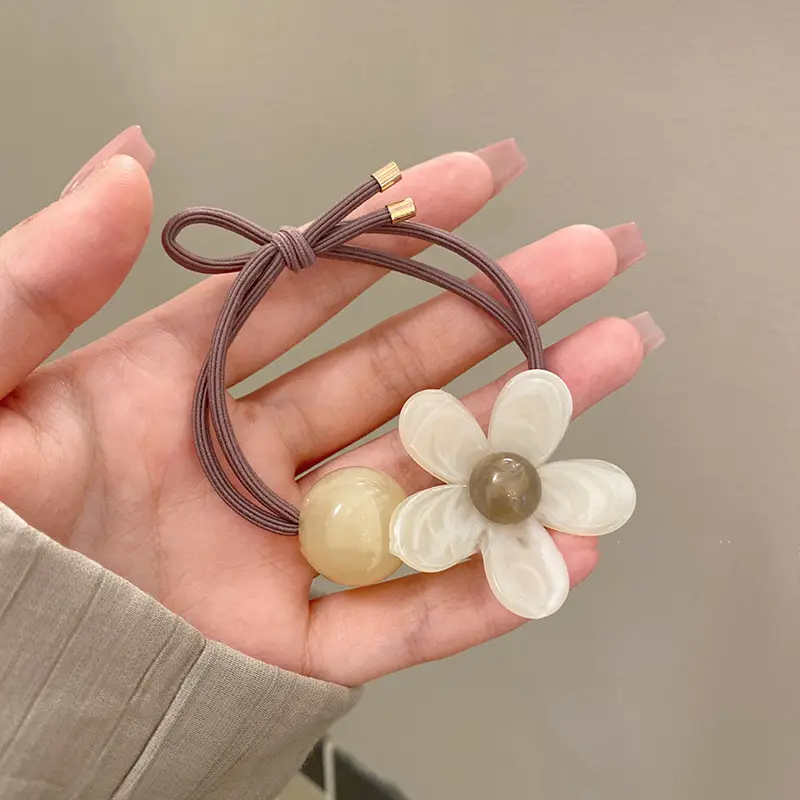 Cute Flower Headband for Girls Elastic Rubber Band