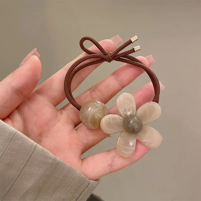 Cute Flower Headband for Girls Elastic Rubber Band