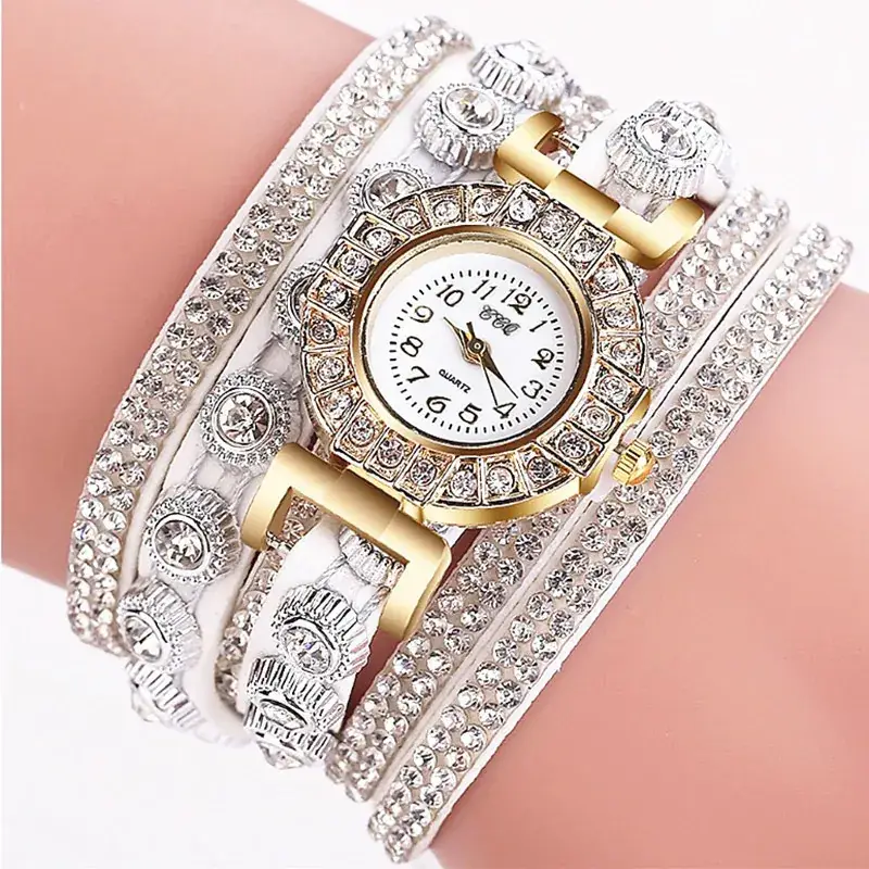 Women's Diamond-Enriched Cross Strap Watch with Gold Plated Face - Image 6