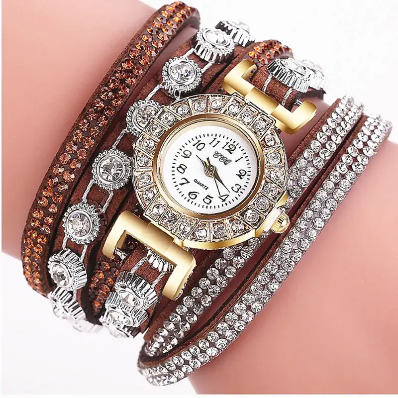 Women's Diamond-Enriched Cross Strap Watch with Gold Plated Face - Image 8