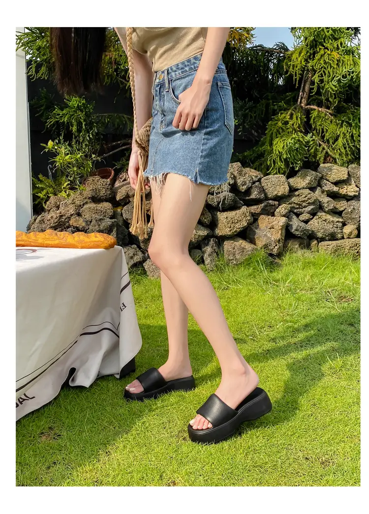 Women's thick-soled slip-on slippers, European and American fashionable outdoor soft-soled EVA slippers, half slippers, shoes industry — feature 13
