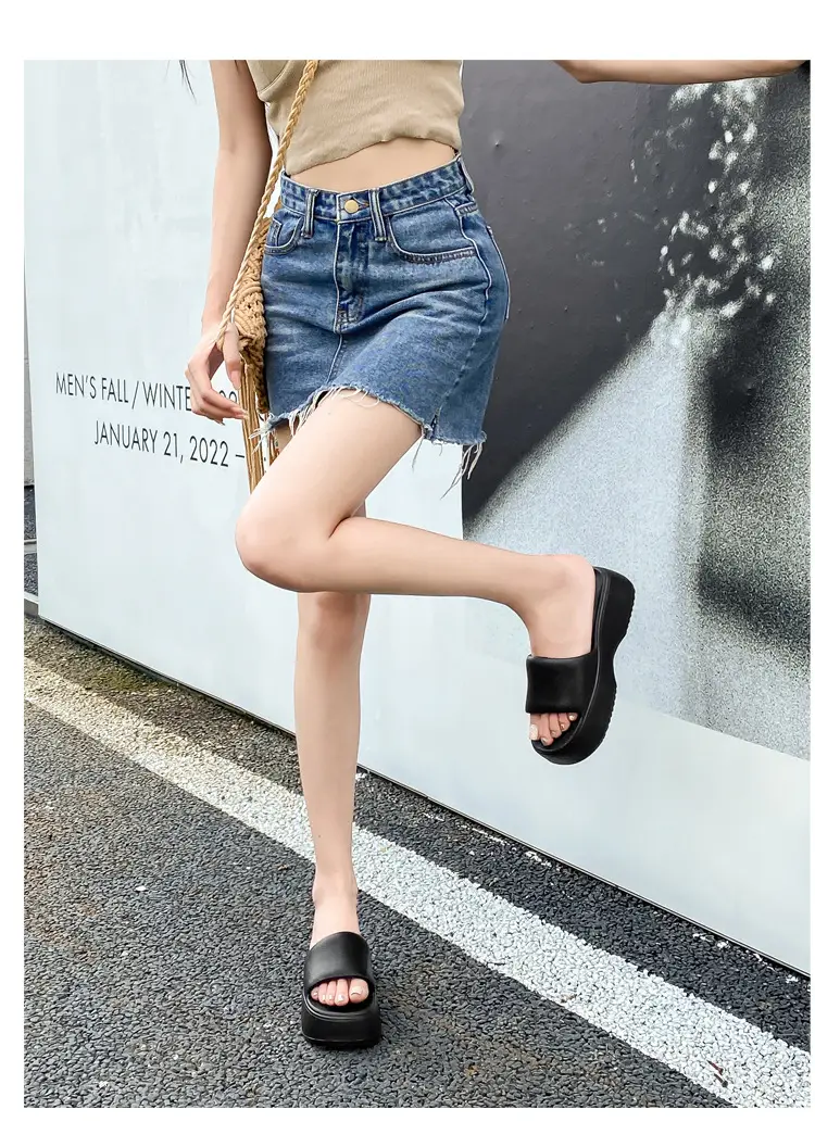Women's thick-soled slip-on slippers, European and American fashionable outdoor soft-soled EVA slippers, half slippers, shoes industry — feature 19