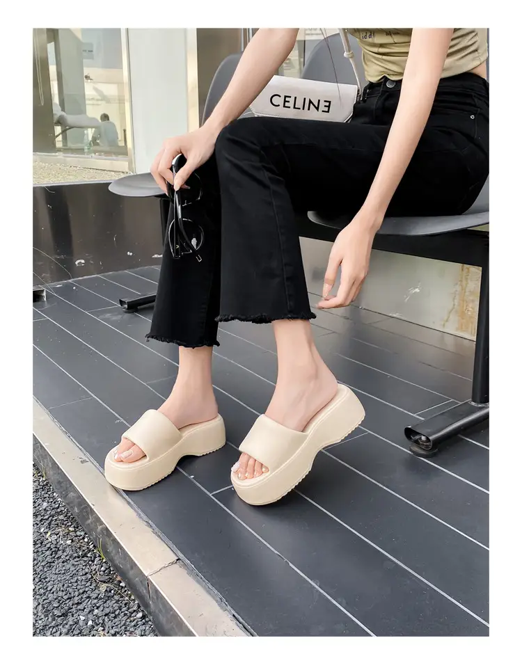 Women's thick-soled slip-on slippers, European and American fashionable outdoor soft-soled EVA slippers, half slippers, shoes industry — feature 21
