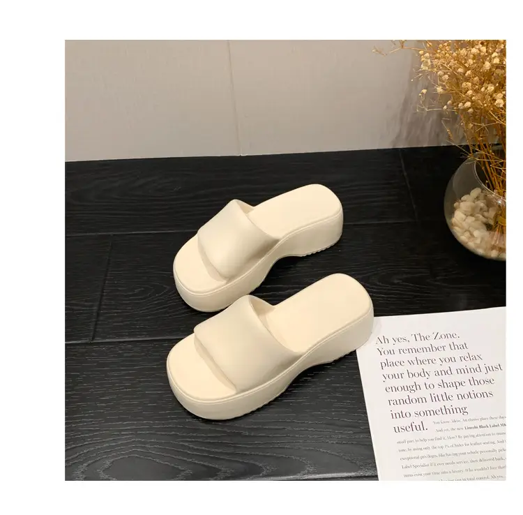 Women's thick-soled slip-on slippers, European and American fashionable outdoor soft-soled EVA slippers, half slippers, shoes industry — feature 38