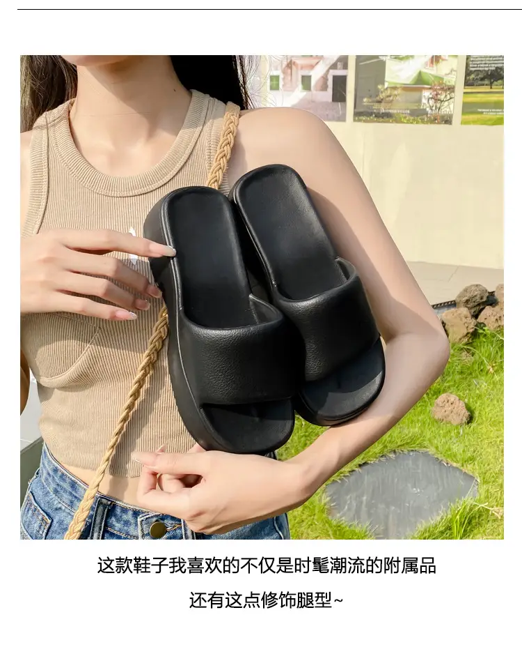 Women's thick-soled slip-on slippers, European and American fashionable outdoor soft-soled EVA slippers, half slippers, shoes industry — feature 4