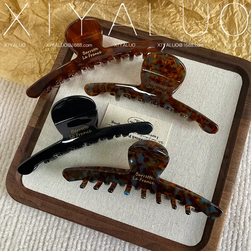 Oversized French Hair Clip Acetate Shark Design — feature 1