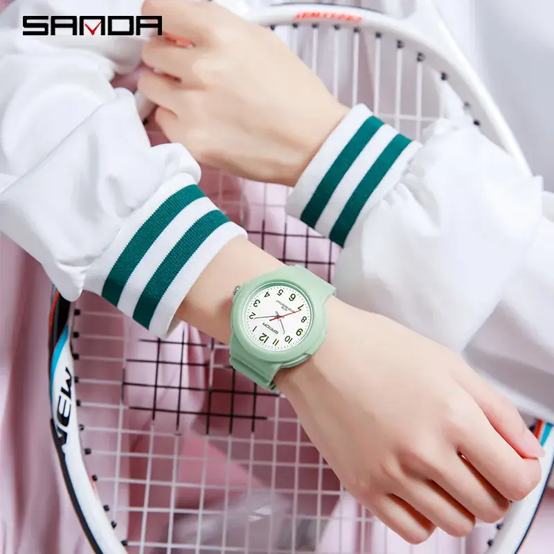 Sanda Electronic Quartz Watch for Men Women Black White