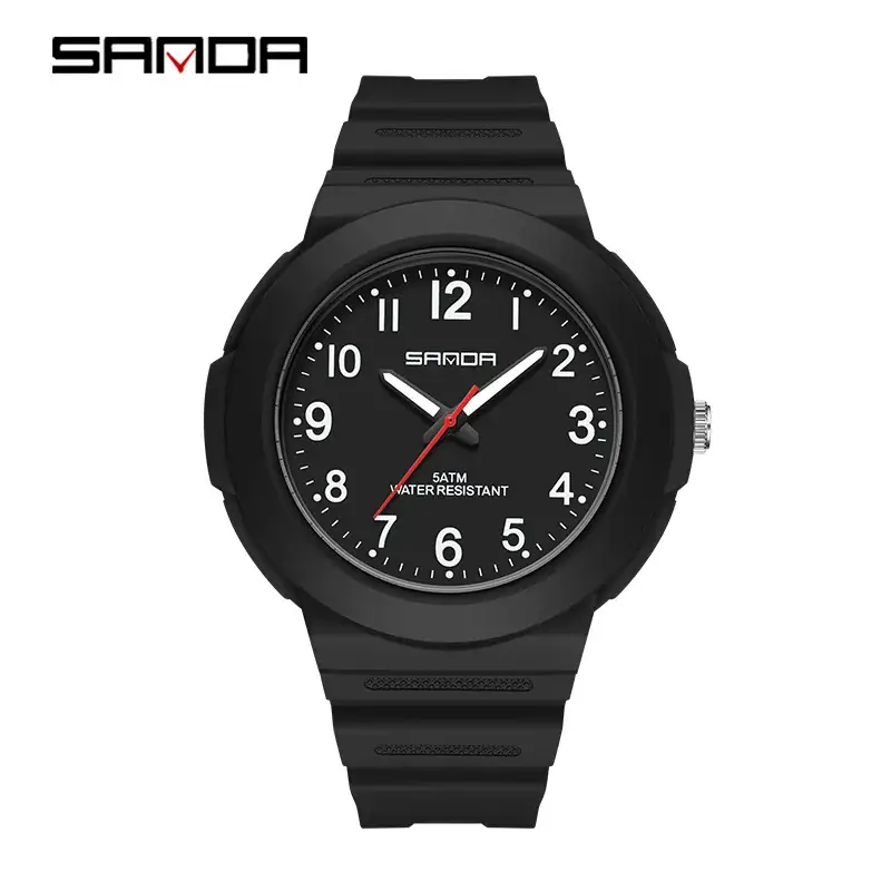 Sanda Electronic Quartz Watch for Men Women Black White
