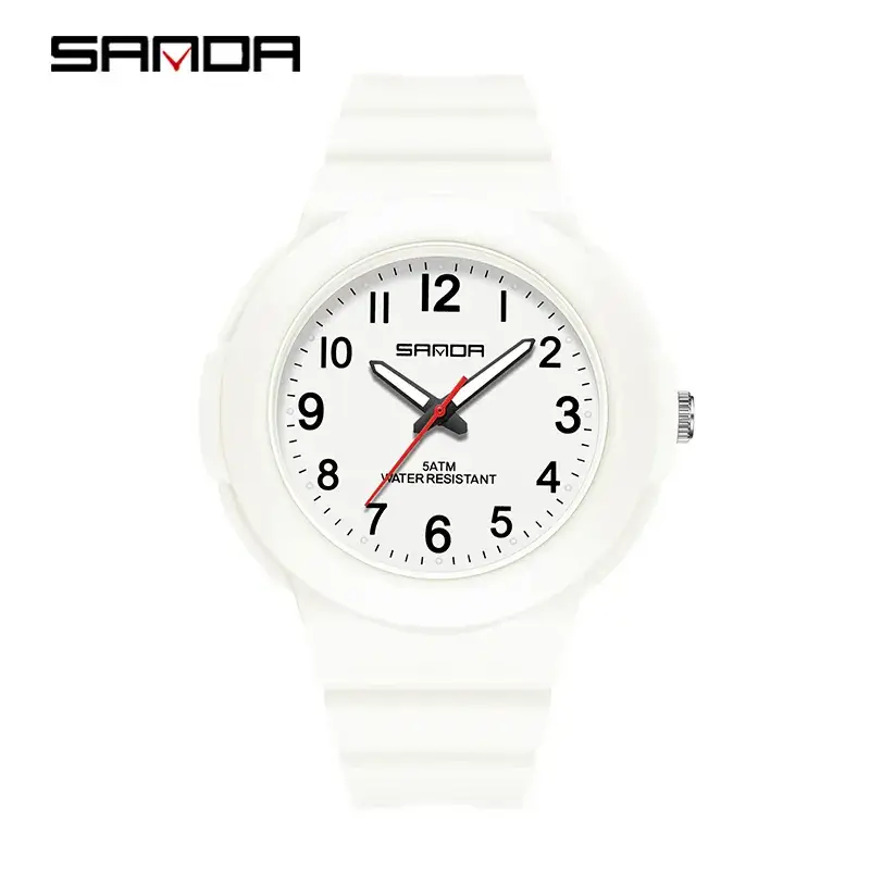 Sanda Electronic Quartz Watch for Men Women Black White