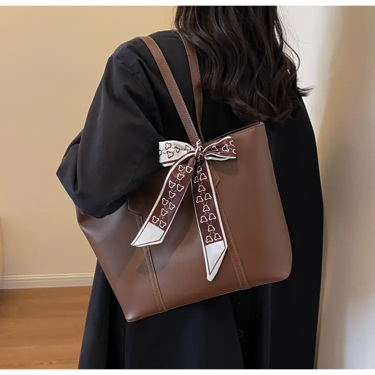 Winter Textured Brown Shoulder Bag for Women Large Capacity — feature 18