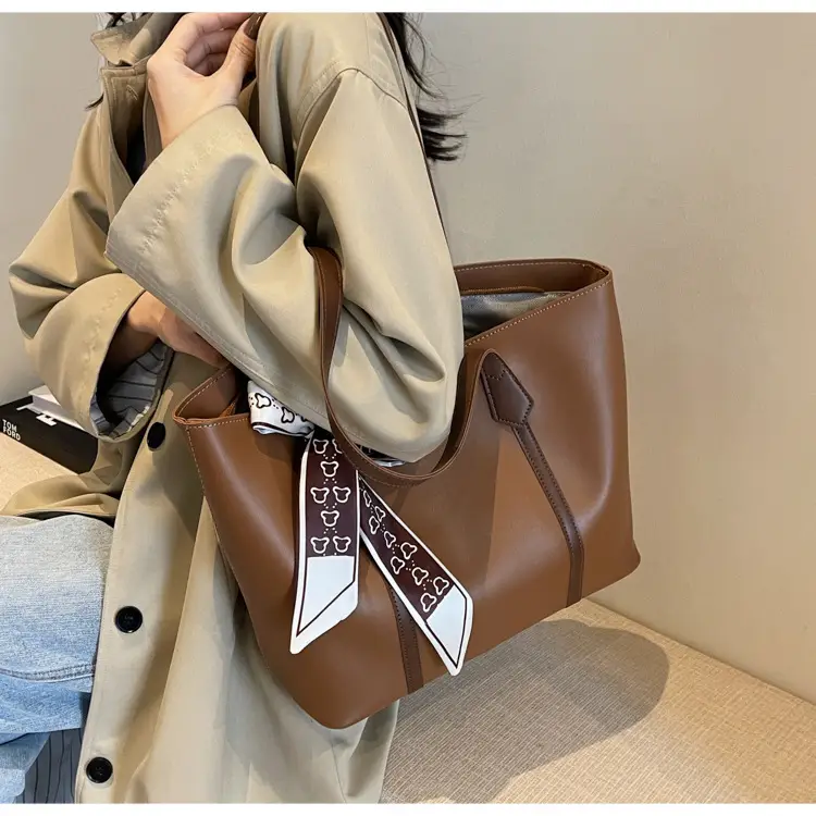 Winter Textured Brown Shoulder Bag for Women Large Capacity — feature 23