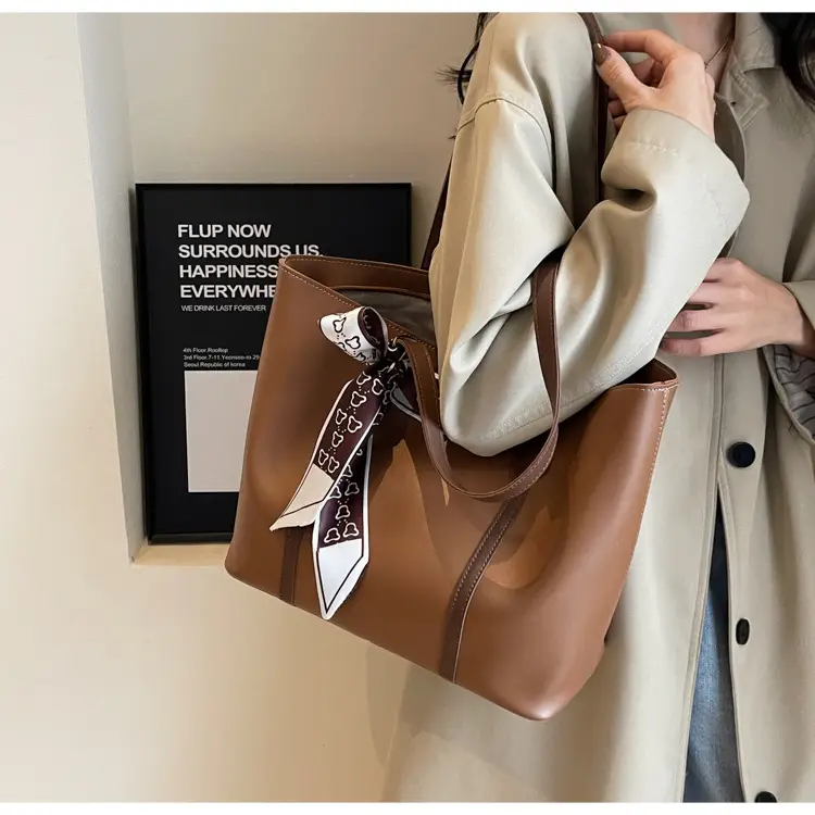 Winter Textured Brown Shoulder Bag for Women Large Capacity — feature 25