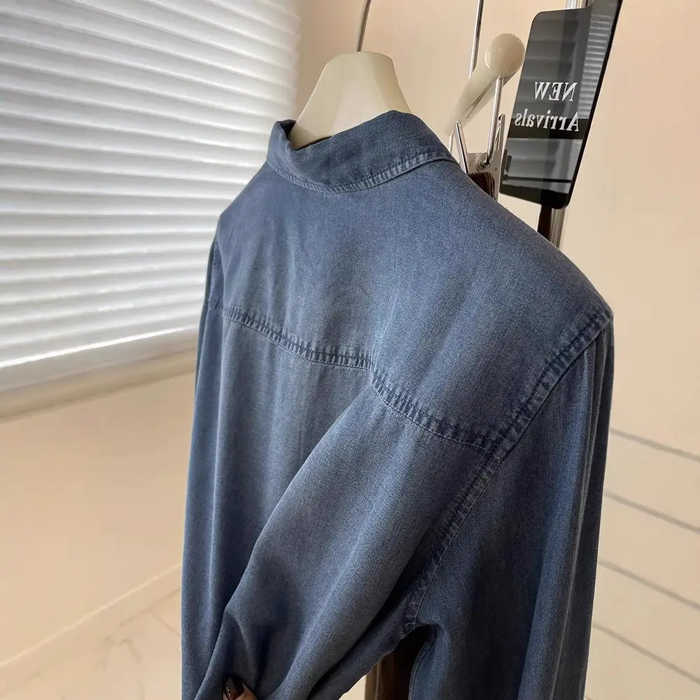 Vintage Denim Shirt Women Slim Fit Spring Autumn