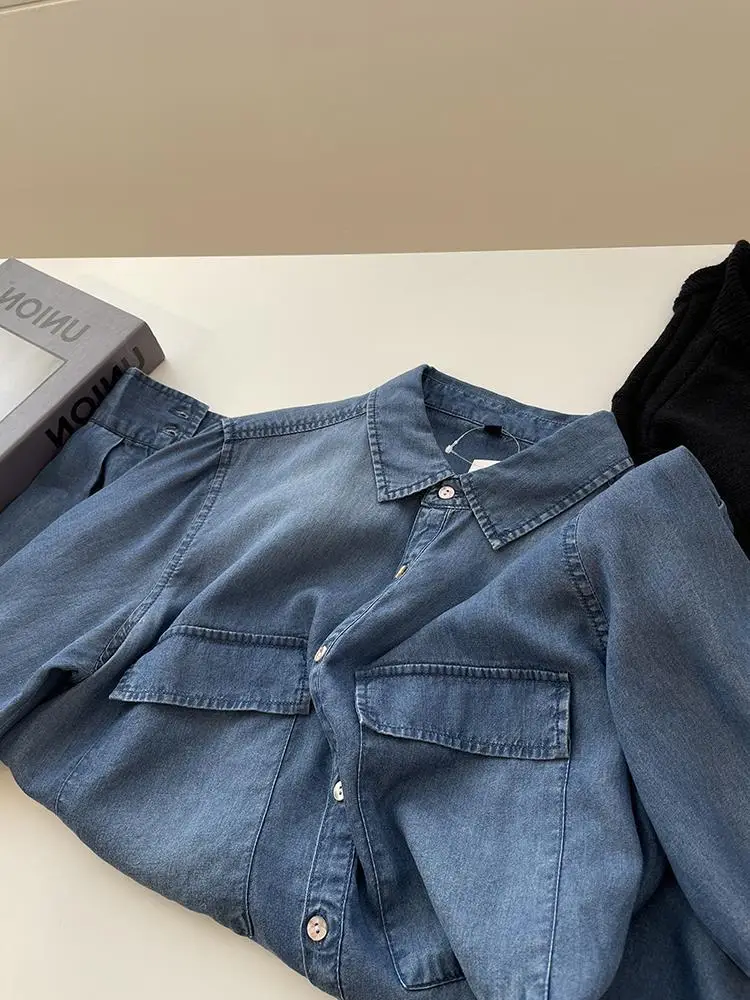 Vintage Denim Shirt Women Slim Fit Spring Autumn — feature 10