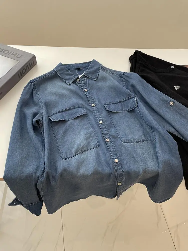 Vintage Denim Shirt Women Slim Fit Spring Autumn — feature 11