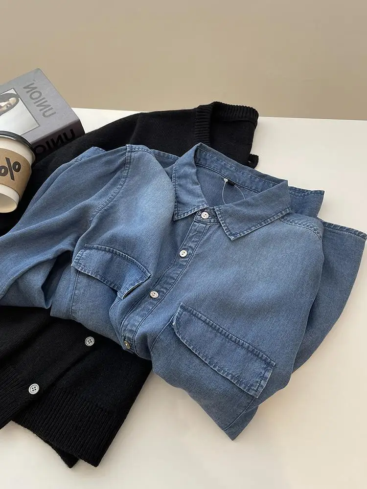 Vintage Denim Shirt Women Slim Fit Spring Autumn — feature 12