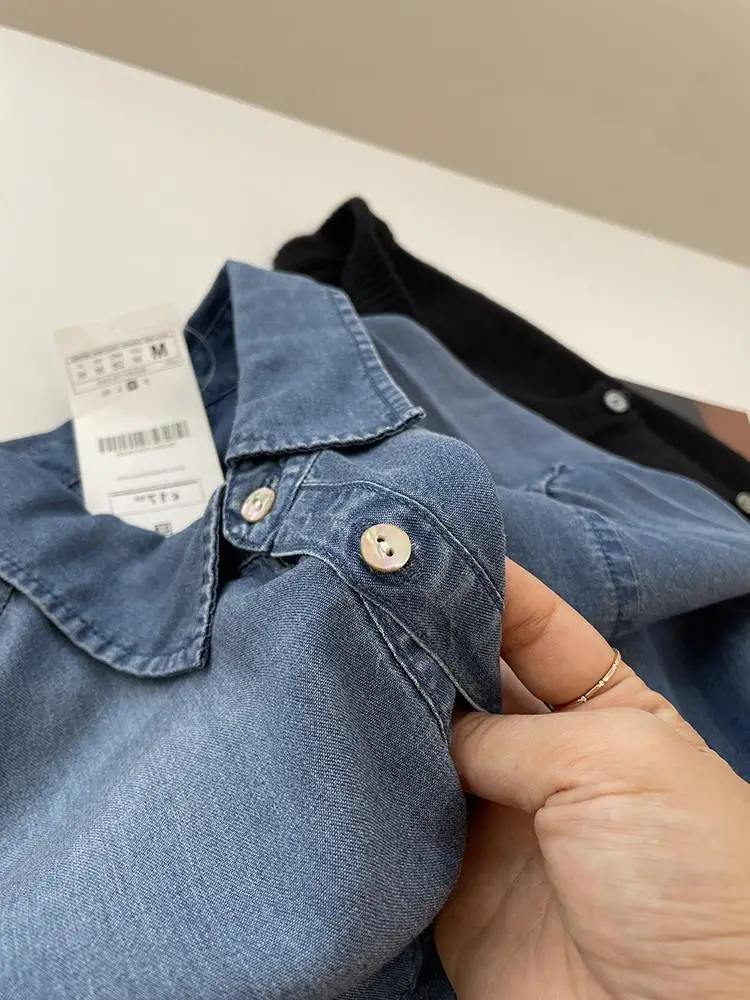 Vintage Denim Shirt Women Slim Fit Spring Autumn — feature 14
