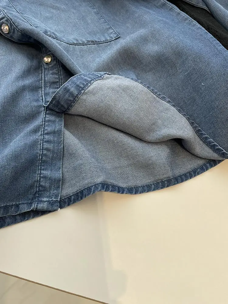 Vintage Denim Shirt Women Slim Fit Spring Autumn — feature 17