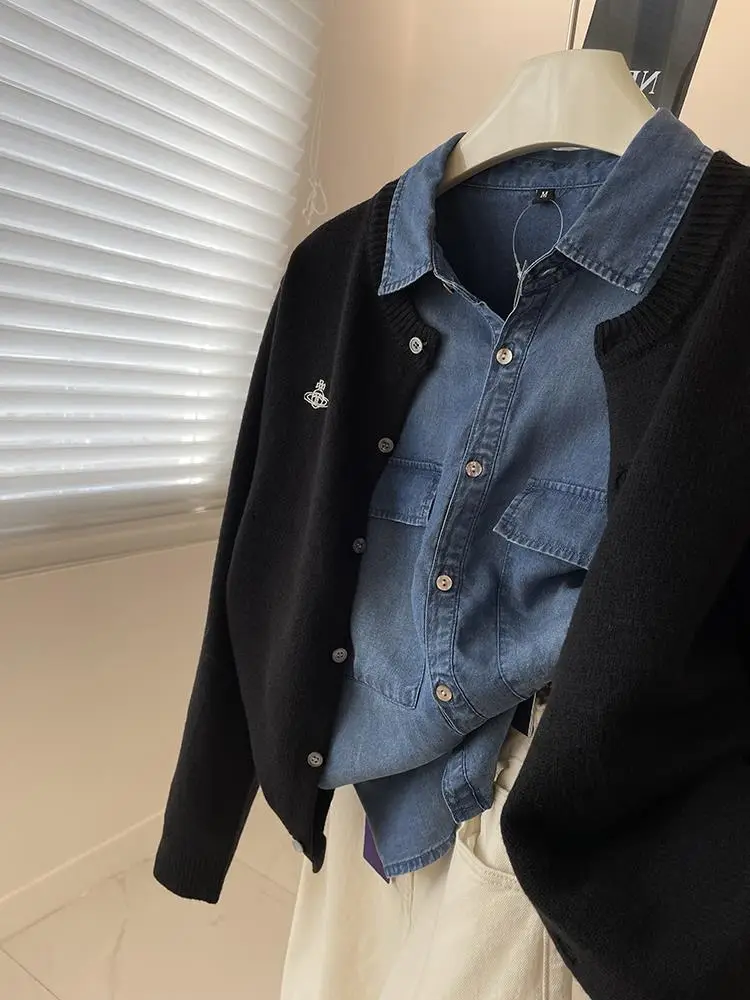 Vintage Denim Shirt Women Slim Fit Spring Autumn — feature 5