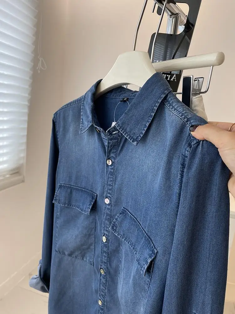 Vintage Denim Shirt Women Slim Fit Spring Autumn — feature 6